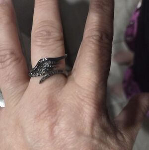 Silver Wing Crystal Accent Ring - Women's Fashion Jewelry